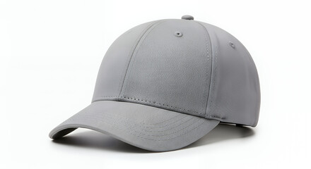 Fototapeta premium A classic grey baseball cap with a curved visor isolated on a clean white background blank hat for mockup or fashion accessory design hat mockup mockup cap hat template fashion clothing baseball front