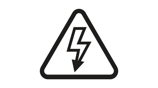 High Voltage Electricity Hazard Warning Sign Isolated White Background, Electrical Shock Risk Symbol