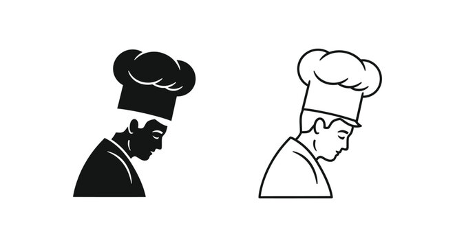 Chef hat silhouette pair Vector