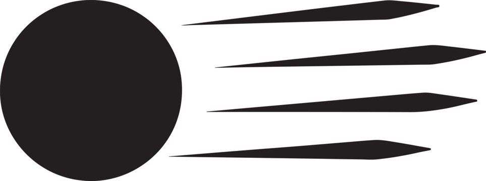Black comet, meteor, or asteroid icon, space symbol, vector graphic
