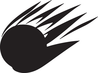 Black comet, meteor, or asteroid icon, speed motion graphics, abstract symbol © Sakiv
