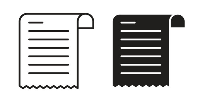 Bill icons vector silhouette set. thin line icon pack.