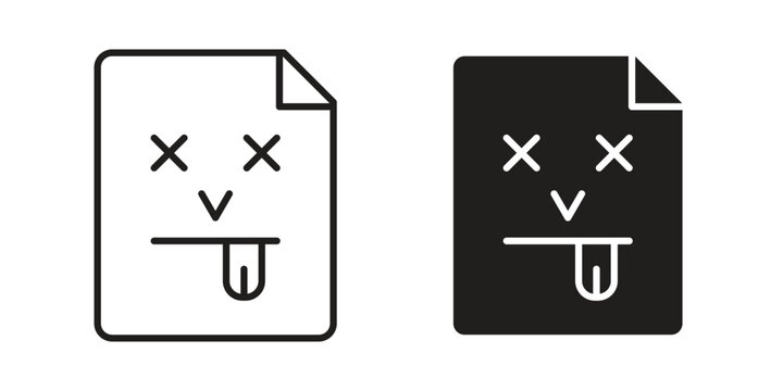 Broken Image icons vector silhouette set. thin line icon pack.