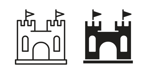 Castle icons vector silhouette set. thin line icon pack. © Pop