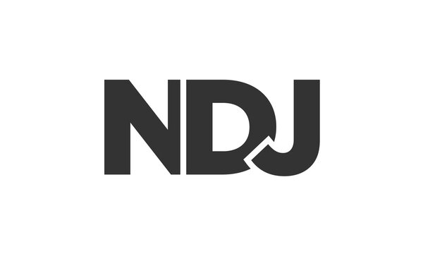 NDJ logo design template with strong and modern bold text. Initial based vector logotype featuring simple and minimal typography. Trendy company identity.