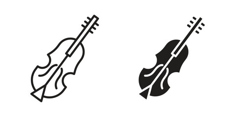Cello icons vector silhouette set. thin line icon pack. © Pop