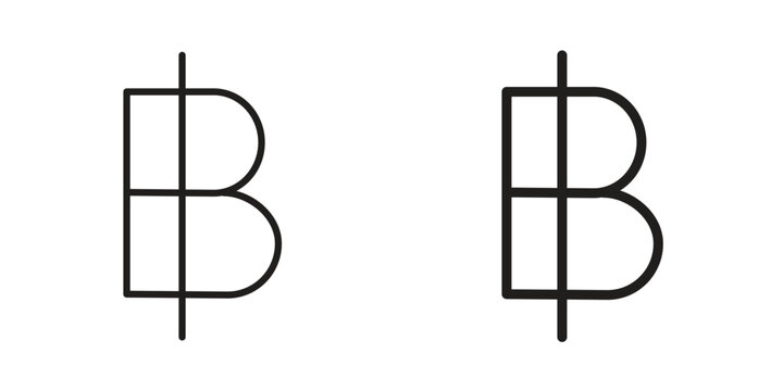 Baht signs Black symbol on transparent background. EPS10