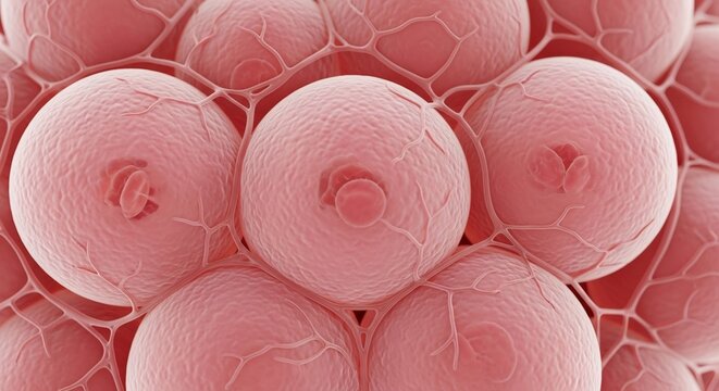 Close-up Scanning Electron Microscope Image of Human Egg Cells.