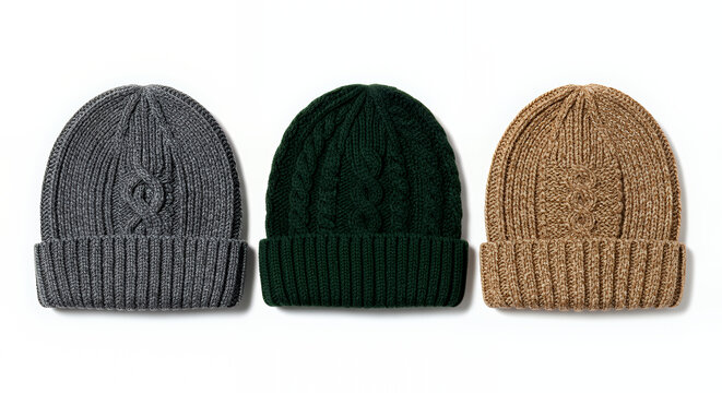 Knitted beanie hats mockup isolated on white background hat mockup mockup cap hat template fashion clothing baseball front sport isolated blank