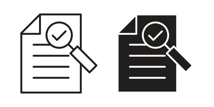 Compliance document icons vector silhouette set. thin line icon pack.