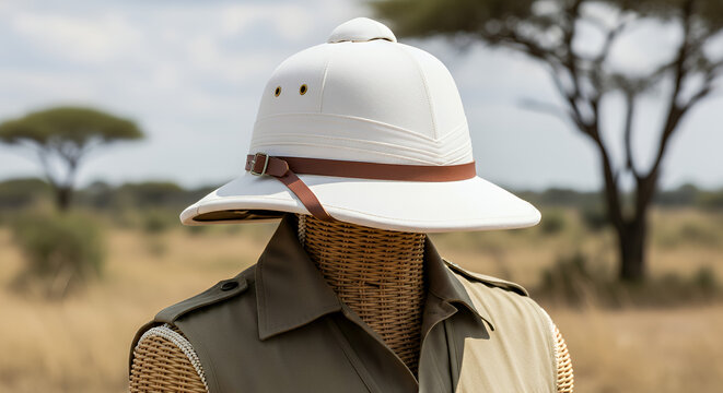 White pith helmet mockup on safari mannequin hat mockup mockup cap hat template fashion clothing baseball front sport isolated blank