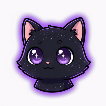 black cat twitch emote, chibi cat emote pack, kawaii black cat emote, purple eye cat streamer, twitch affiliate emote pack, cute cat emote bundle, discord cat emote png, dark aesthetic twitch emote, t