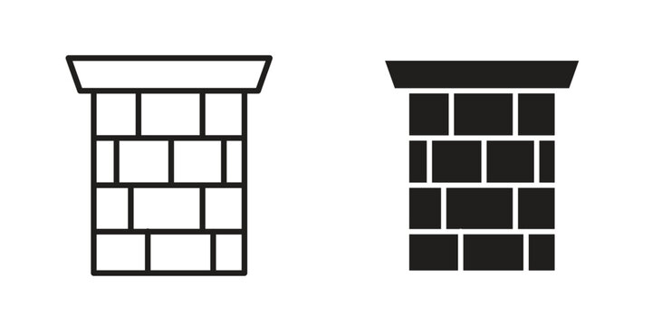 Chimney icons Black symbol on transparent background. EPS10