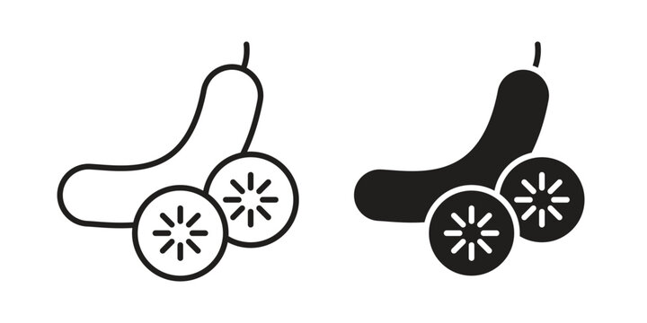 Cucumber icons vector silhouette set. thin line icon pack.