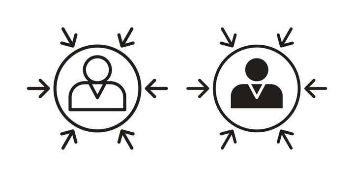 Customer centricity icons vector silhouette set. thin line icon pack.