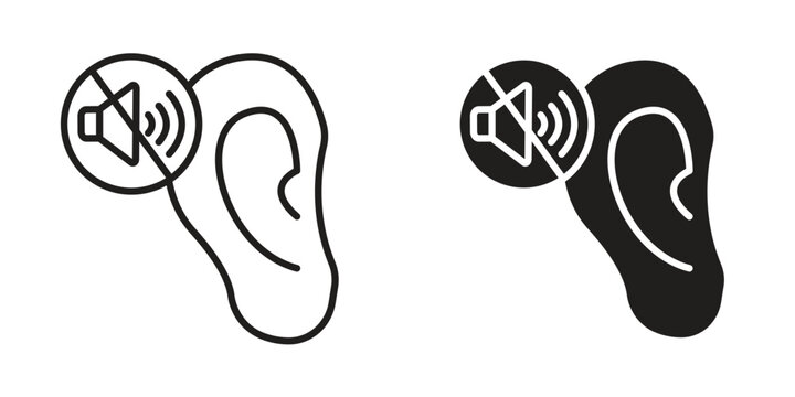 Ear deaf icons Black symbol on transparent background. EPS10