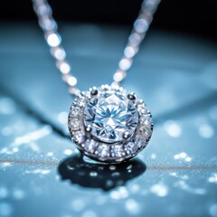 Fototapeta premium Elegant diamond necklace with shimmering details.