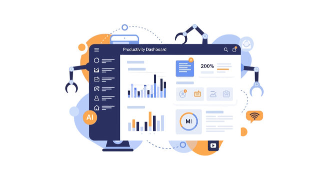 AI & Automation Productivity Dashboard with Data Analytics for Business Performance Monitoring