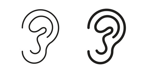 Fototapeta premium Ear icons vector silhouette set. thin line icon pack.