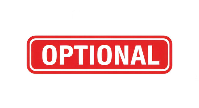 Red rectangular button with the word optional in white letters isolated png