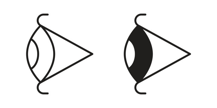 Eye side icons vector silhouette set. thin line icon pack.