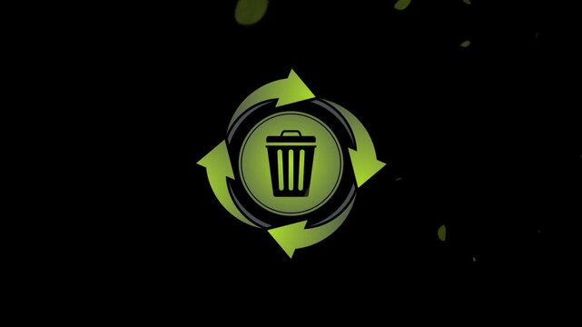 Eco Friendly Recycling Symbol Animation with Trash Bin Icon