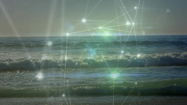 Sea surface showing cresting breaking foam, overlay appearing causing nodes pulsing for tech demo