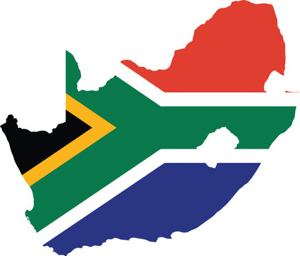 South Africa map with national flag colors vector illustration