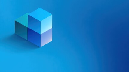 Obraz premium Abstract assembly of illuminated geometric solid shapes floats above a gradient background