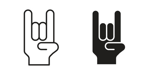 Obraz premium Hand Horns icons vector silhouette set. thin line icon pack.
