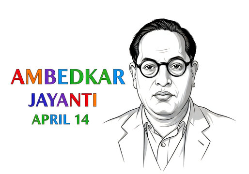 Portrait of Dr. B.R. Ambedkar with Ambedkar Jayanti text, celebrating Indian Constitution Day