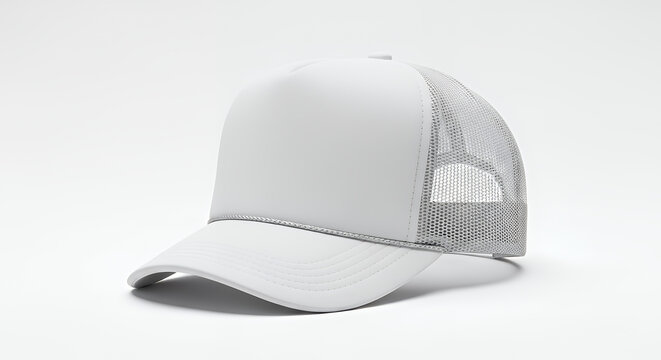 White trucker cap mockup template on white background hat mockup mockup cap hat template fashion clothing baseball front sport isolated blank