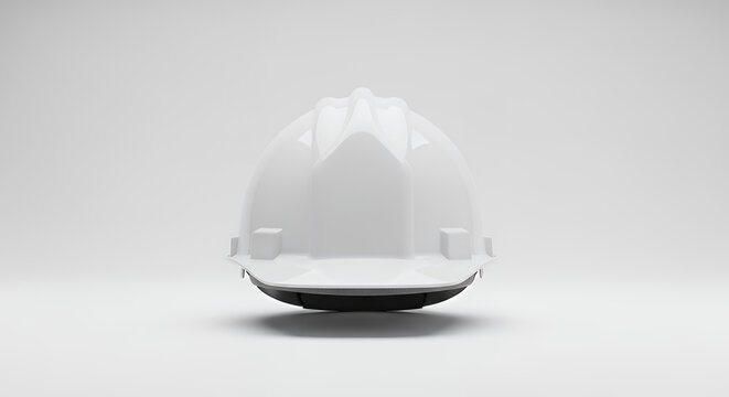 A stunning image of isolated white construction helmet in a mockup style front-facing and centered against a clean white background ideal for projects focused on safety hat mockup mockup cap hat templ