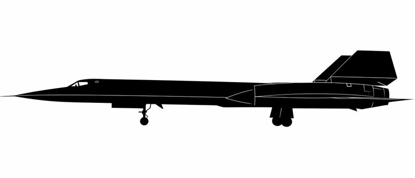 SR-71 Blackbird aircraft in flight against a clear sky technology subject side view