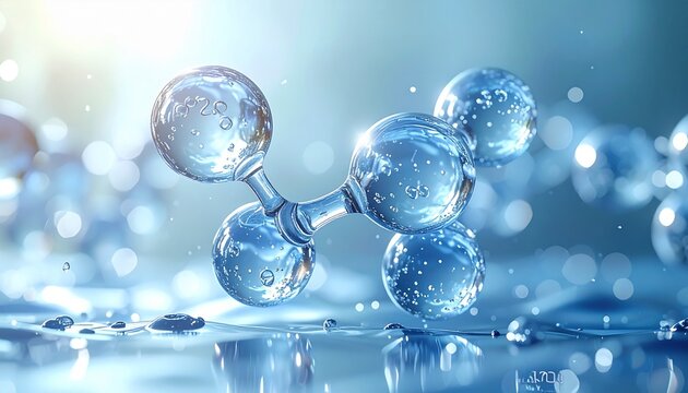 Wasserblasen bilden H2O &ndash; wissenschaftliche Darstellung