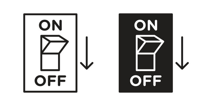 Light switch off icons vector silhouette set. thin line icon pack.