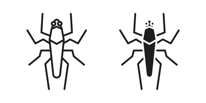 Locust icons vector silhouette set. thin line icon pack.