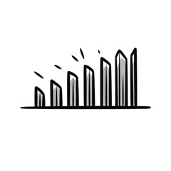 Obraz premium Growth Bar Chart Data Progress Icon Vector Illustration, A rising vector bar chart of grey columns on a simple line base, illustrating growth, data progress, or success visualization, 
