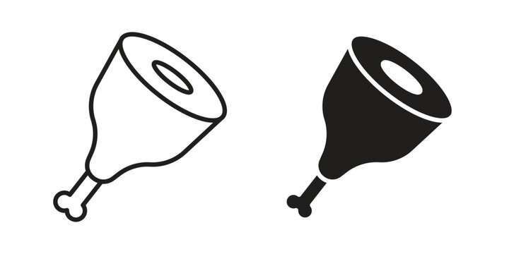Meat icons vector silhouette set. thin line icon pack.