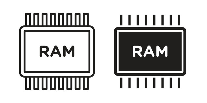 Memory icons vector silhouette set. thin line icon pack.