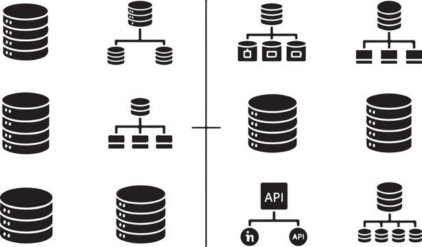 Database design concept. Digital interface displaying relational tables, fields, and data connections for information management..eps