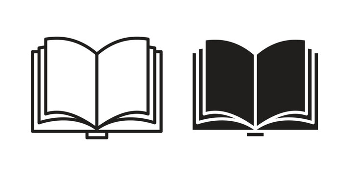 open book icons vector silhouette set. thin line icon pack.