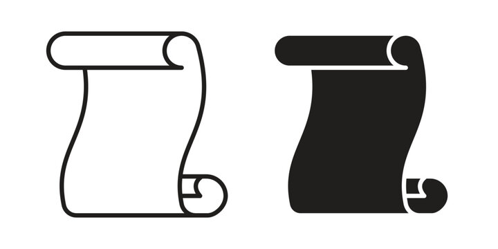 Paper Scroll icons vector silhouette set. thin line icon pack.