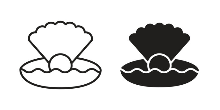 Pearl icons vector silhouette set. thin line icon pack.