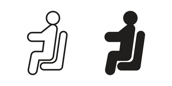 Person seat icons vector silhouette set. thin line icon pack.