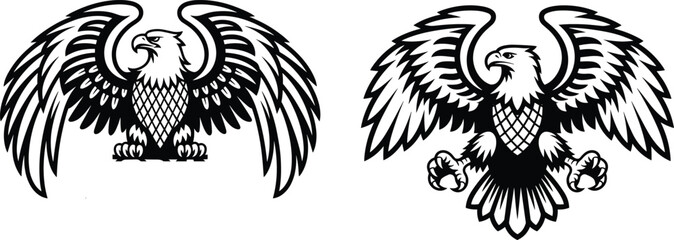 Fototapeta premium Eagle Wings Vector Illustration Set is perfect for logos, tattoos, and emblem designs.