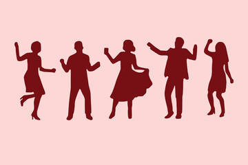 Modern dancing silhouettes representing celebration and social events, perfect for party design.