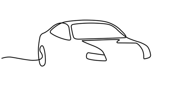 Single Line Art Car Side View Animation Minimal Vector Vehicle Outline Motion Design