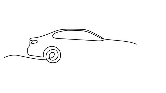 Single Line Art Car Side View Vector Illustration Minimal Outline Vehicle Design