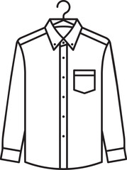 Naklejka premium Simple line drawing of a collared dress shirt hanging from a hook
